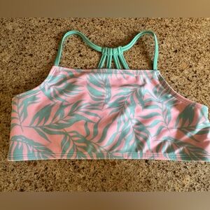 ART CLASS Bathing Top Girls ' Pink Leaf Print Swim Top